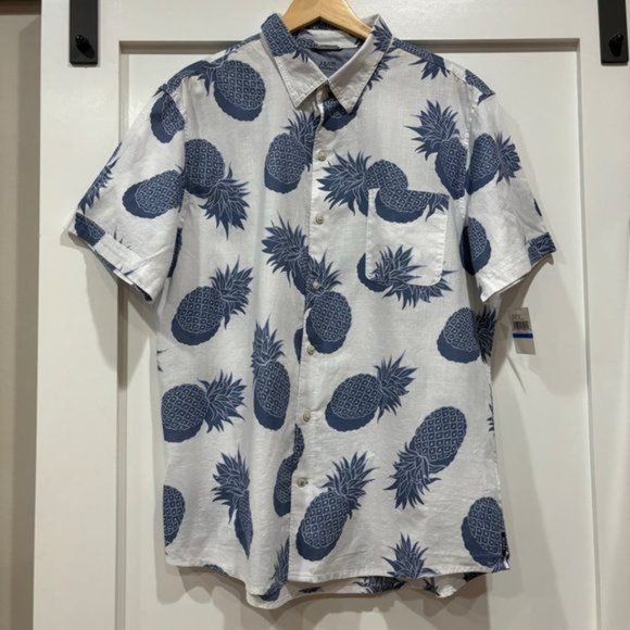 IZOD MENS Saltwater Dockside‎ Short Sleeve Pineapple Shirt - Size XL - Picture 6 of 7